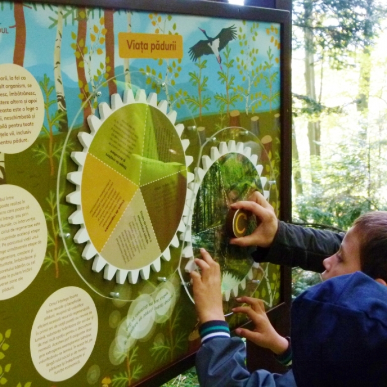 Interactive board with gear wheel – Pannello interattivo con ingranaggi ruotabili