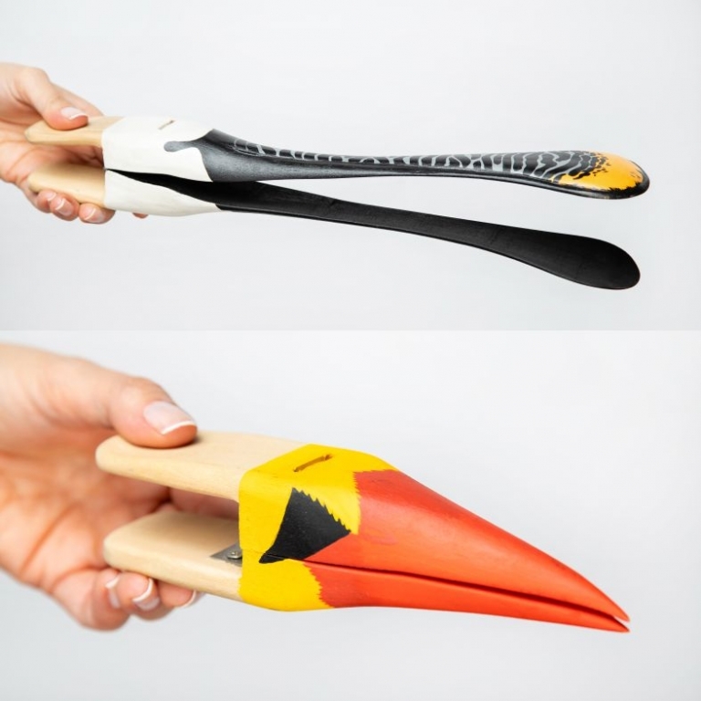 Wooden beak of Eurasian spoonbill and golden oriol - Becco di legno di spatola bianca e rigogolo 